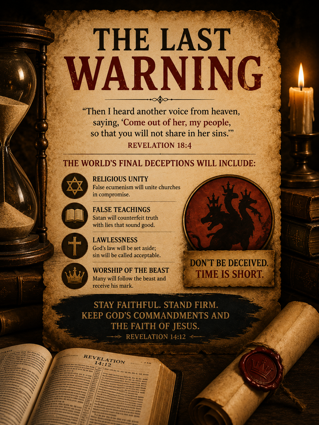 A Bible open to Revelation with warm light and hopeful atmosphere