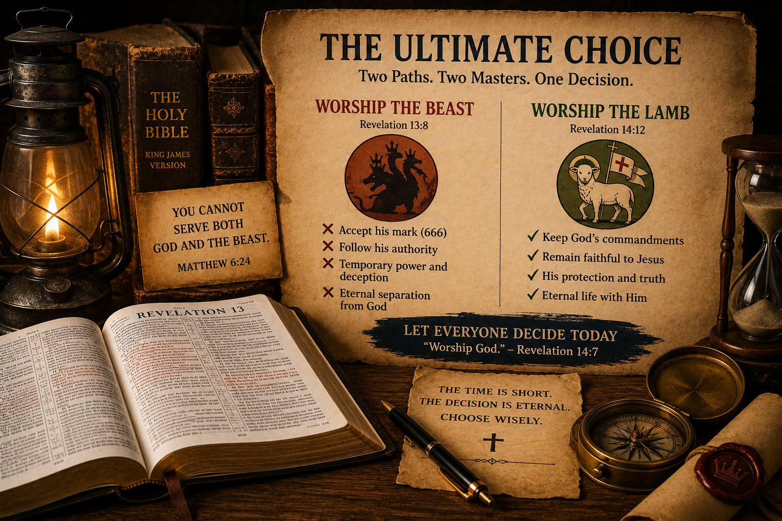 Open Bible with light falling across Revelation 13